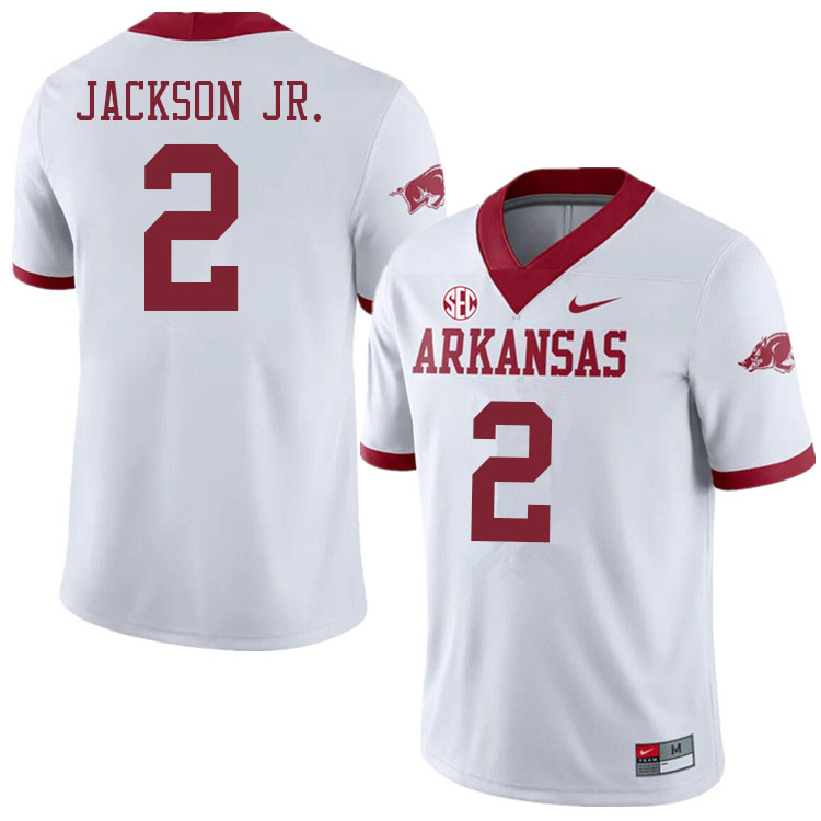 Men #2 Ketron Jackson Jr. Arkansas Razorbacks College Football Jerseys Sale-Alternate White - Click Image to Close